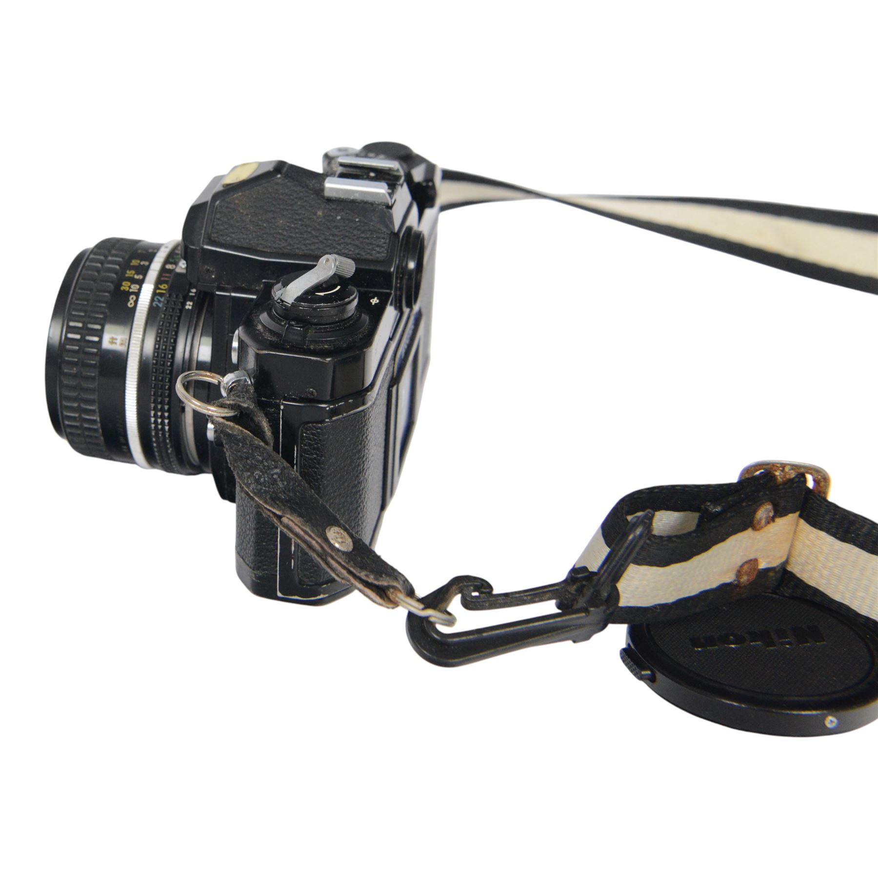 Two Nikon FM camera bodies, comprising Nikon FM serial no. 3239117, with a Nikon Series E 36-72mm 1:3.5 zoom lens and a Nikon FM2 serial no. 7141741, with a Nikkor 50mm 1:1.8 lens and a Nikon Series E 70-210mm 1:4 zoom lens