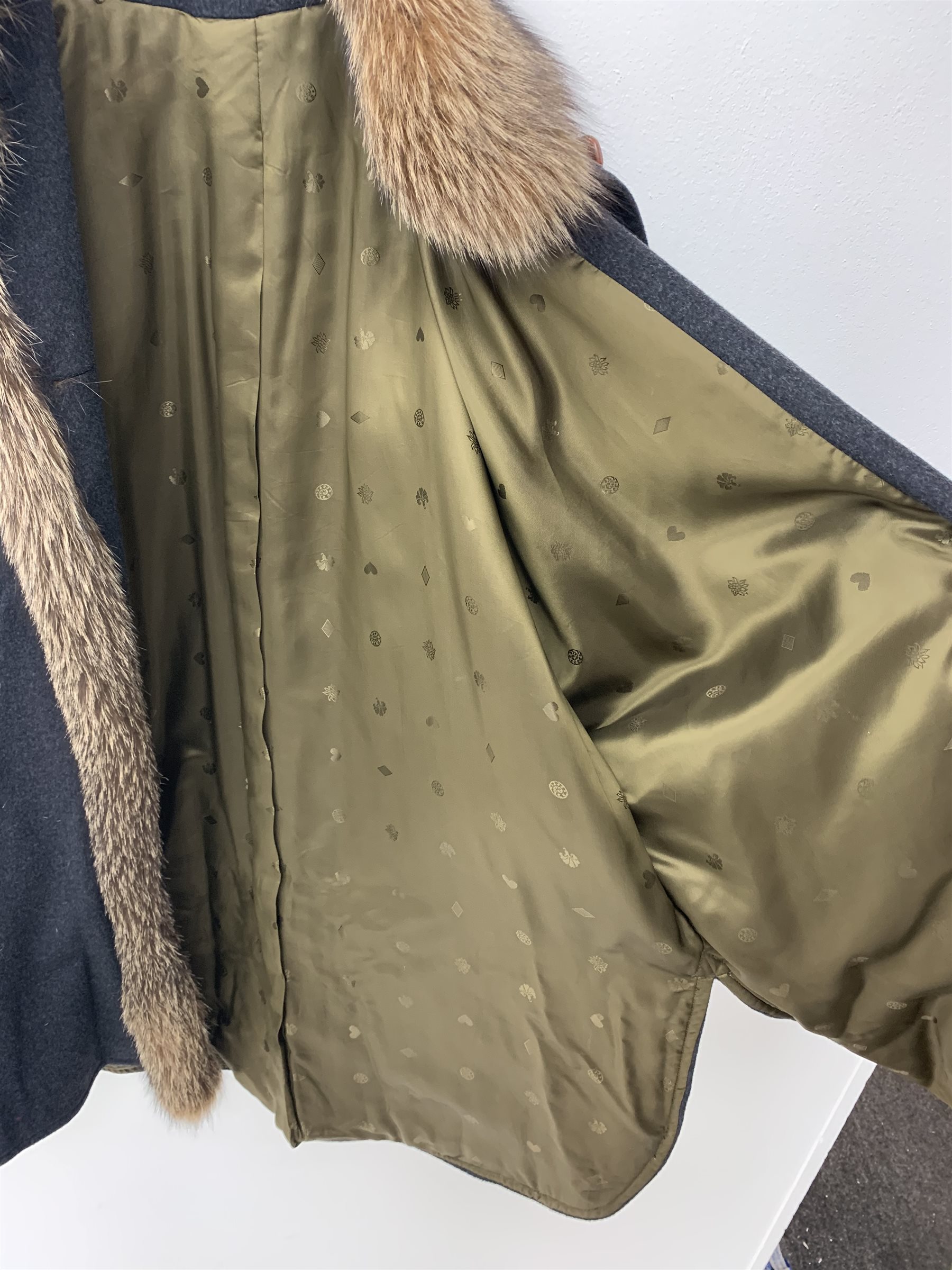 Schneiders' Salzburg Charcoal Cashmere batwing jacket with fox fur ...
