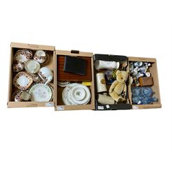 1930s clear and frosted blue glass dressing table set, together with ceramics and other co...
