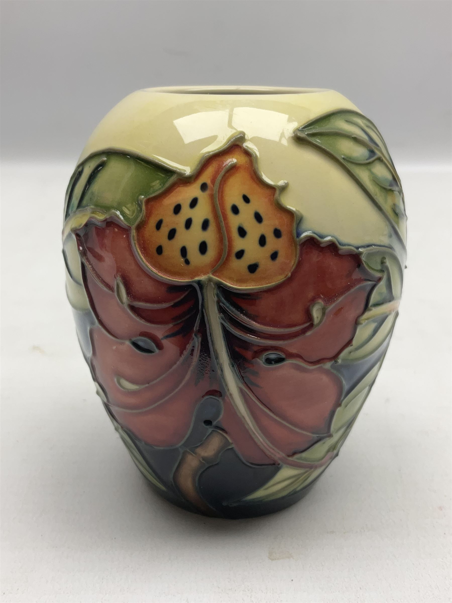 Moorcroft Simeon patterned vase, with printed mark beneath, H9cm