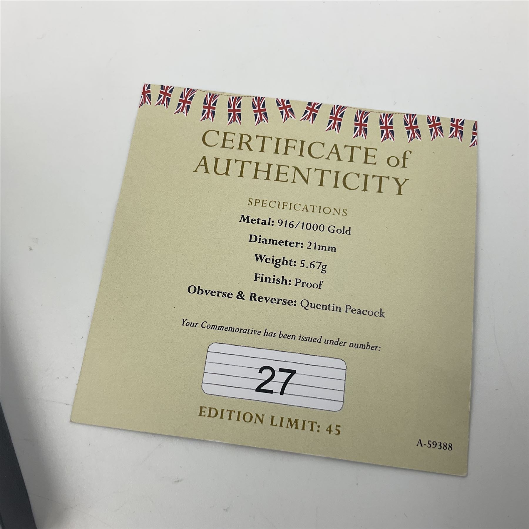 'The Coronation of His Majesty King Charles III' commemorative 22ct gold medallion, 5.67 grams, cased with certificate 