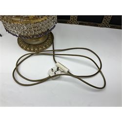 Soapstone table lamp, with carved floral stem, together with three other table lamps, metal candelabra and candlestick, Charles Burton Barber framed print and a Chinese table screen etc 