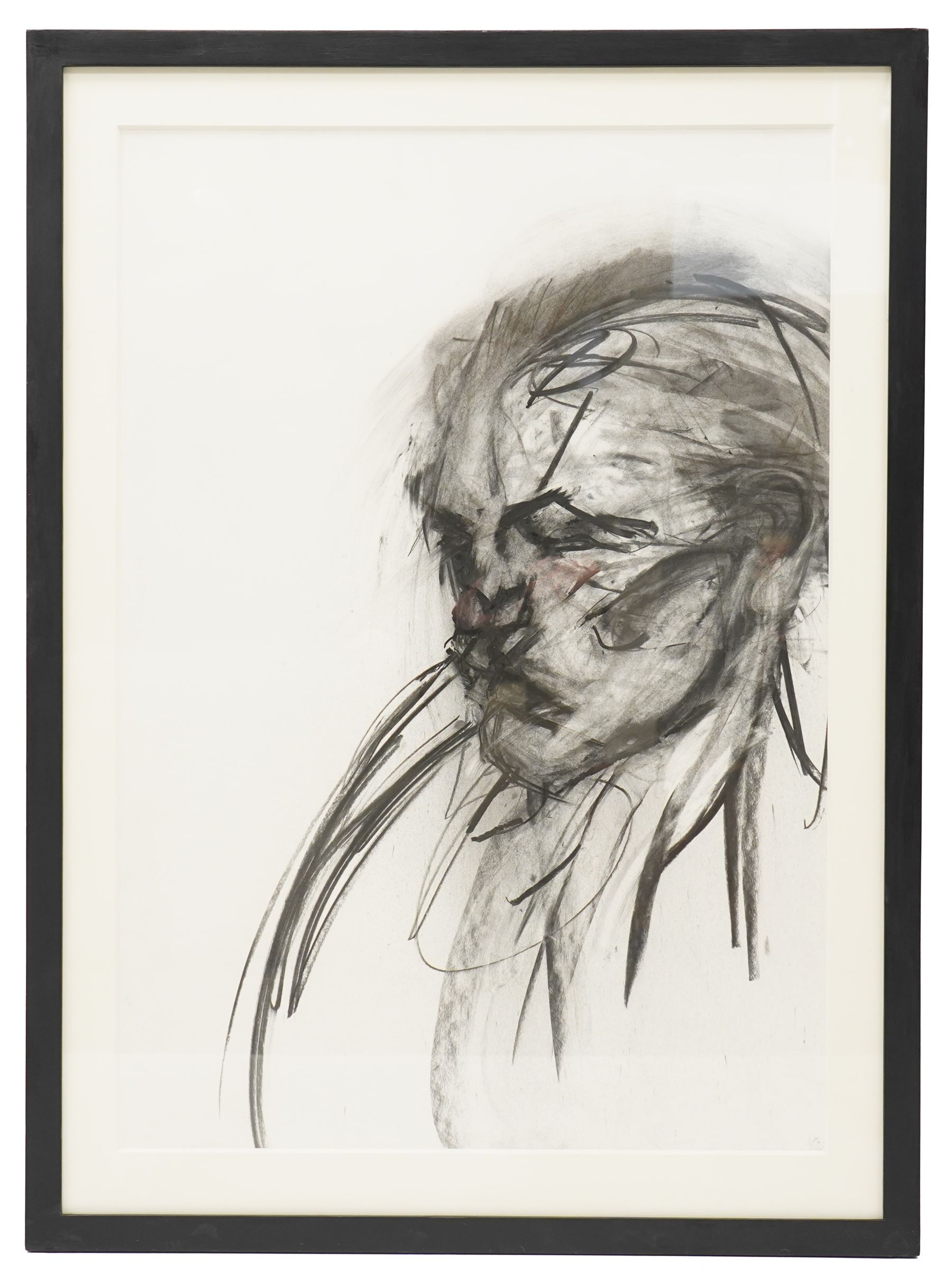 Susanna Jacobs (British 1966-): Portrait of a Man, charcoal unsigned, labelled verso 98cm x 68cm