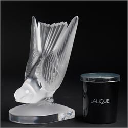 Lalique model of a swallow frosted glass bookend, inscribed 'Lalique France' H15.5, and 'p...