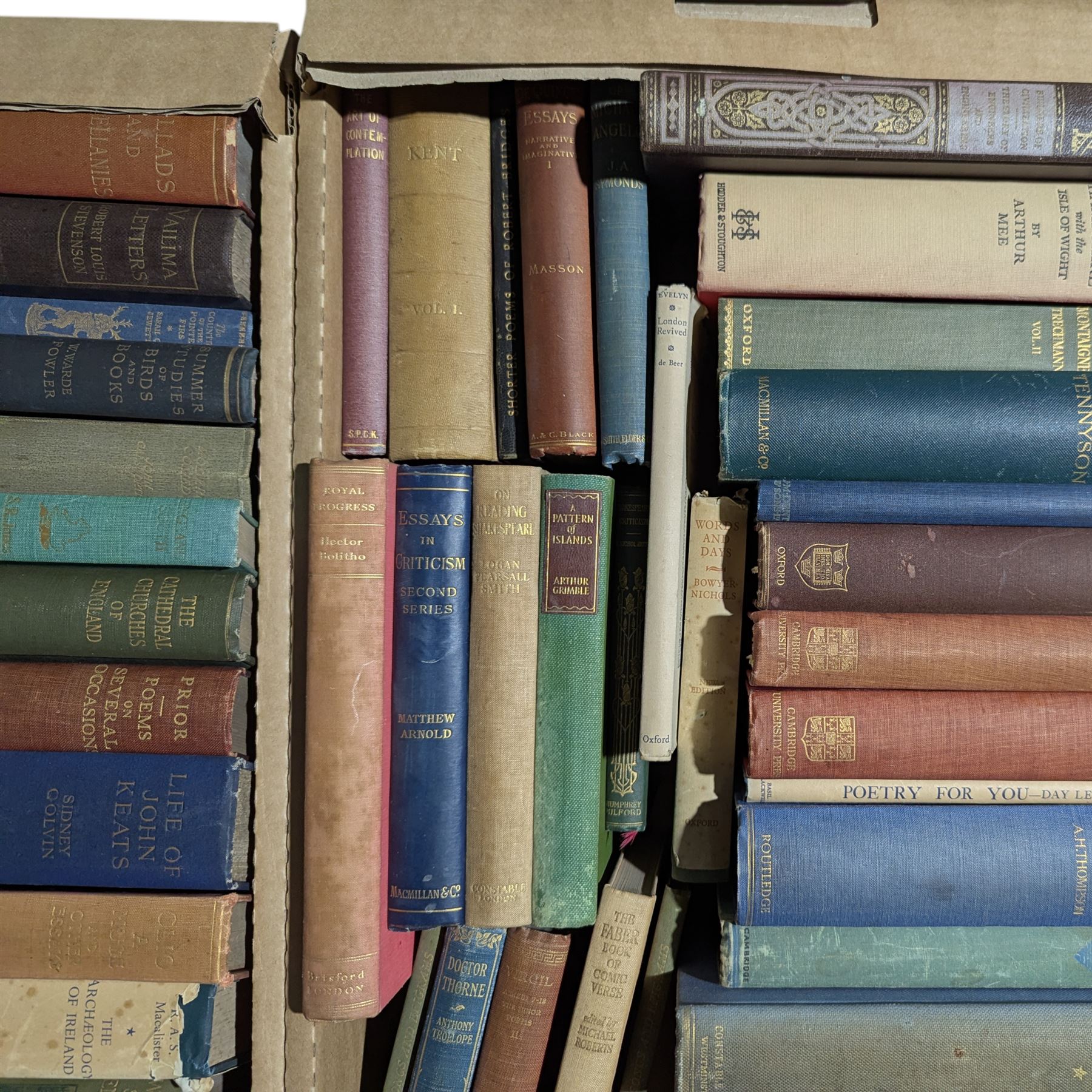 Collection of poetical works and other books in four boxes