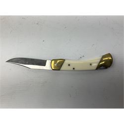 Nine pocket knives including two Ravi folding knives, Richards of Sheffield single blade folding knife etc