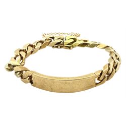 9ct gold flattened curb chain identity bracelet, Birmingham 1976, approx 77.8gm