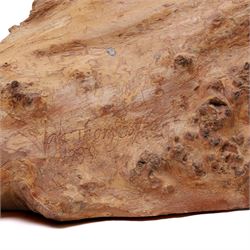 Ian Thompson (British 1947-): 'Green Man', sculpture carved from a single piece of figured burr elm signed and dated 1999 verso 50cm x 103cm