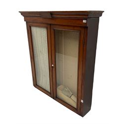 19th century mahogany bookcase top, fitted with two glazed doors