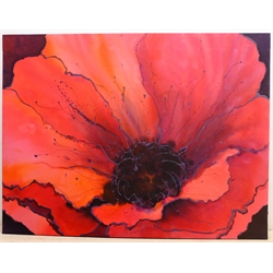 British Contemporary: Study of a Poppy, acrylic on canvas unsigned 88cm x 115cm
