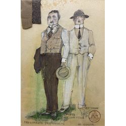 John Cameron Porteous (Canadian 1937-): 'Mrs Warren' 'Vivien' 'Crofts' and 'Rev Samuel Gardner', set four Play Wright pictures from 'Mrs Warren's Profession' signed titled and dated '90, 29cm x 20cm (4)