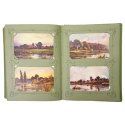 Edwardian postcard album and contents of approximately 195 Raphael Tuck cards.
The album originally belonged to a person who worked for Tucks and collected the cards when published.  The album and cards are in near mint condition
