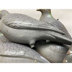 Eighteen plastic pigeon decoys comprising ten full body and eight shells with quantity of various stakes; some marked made in Italy