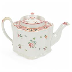 19th century Newhall silver shape teapot and cover, together with helmet jug, tea bowl and saucer all in pattern 311, teapot H16cm