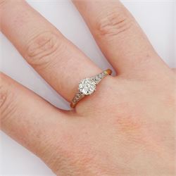 Early 20th century single stone old cut diamond ring, stamped 18ct Plat, diamond approx 0.60 carat

