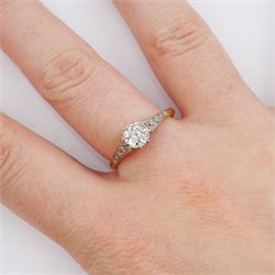Early 20th century single stone old cut diamond ring, stamped 18ct Plat, diamond approx 0.60 carat

