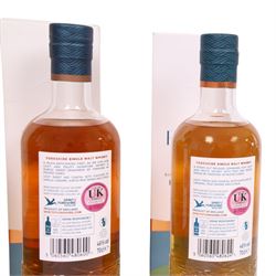 Sprit of Yorkshire Distillery, Filey Bay Peated Finish, single malt whisky, 70cl 46% vol, three bottles batch one, two and three