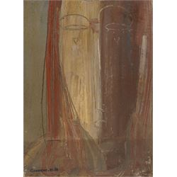 Anton Goossens (Belgian, 1903-1980): Abstract Face, oil on cardboard signed and dated '66,...