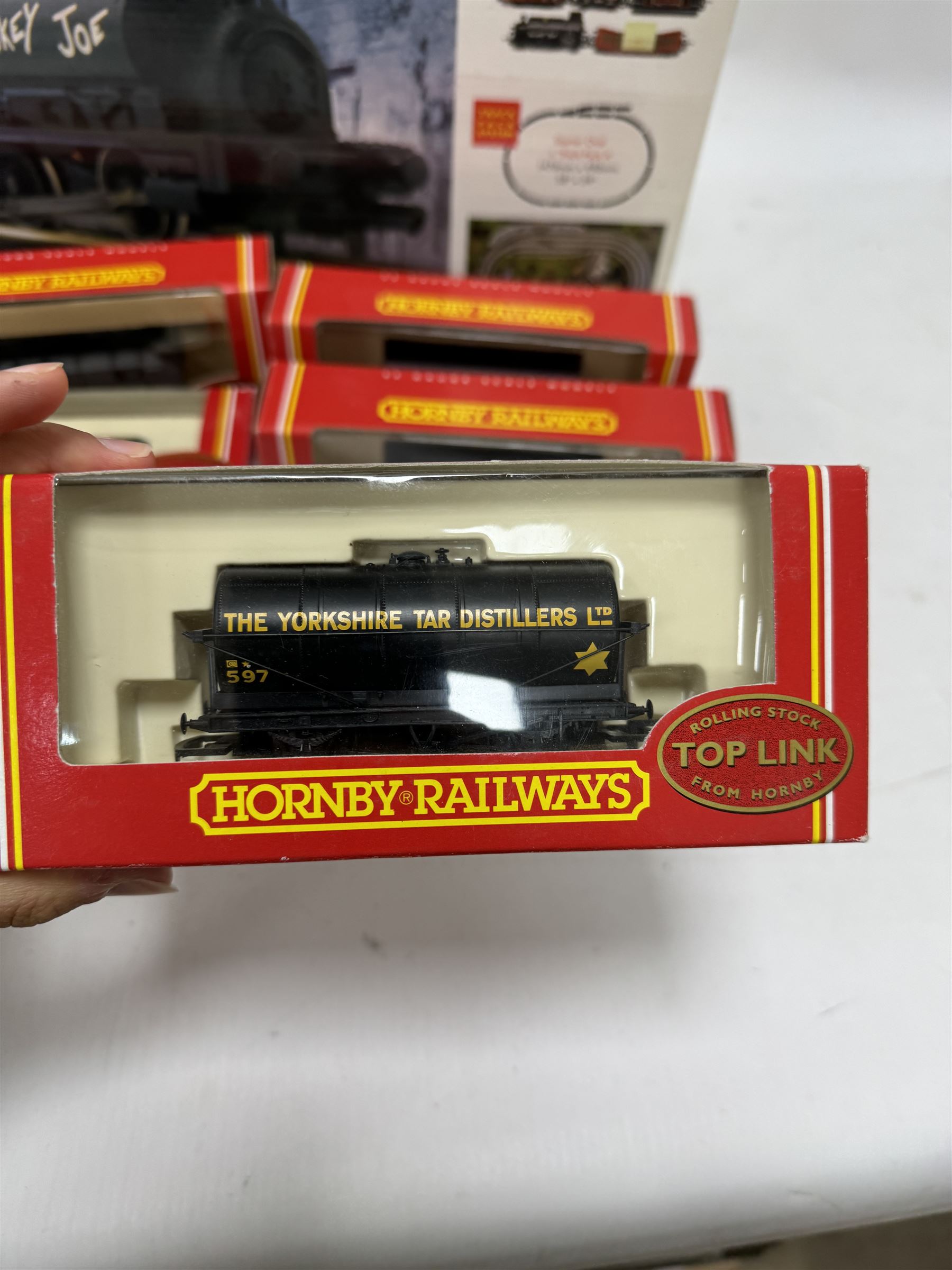 Hornby '00' gauge electric train set Smokey Joe, together with ten Hornby '00' gauge goods wagons, all boxed