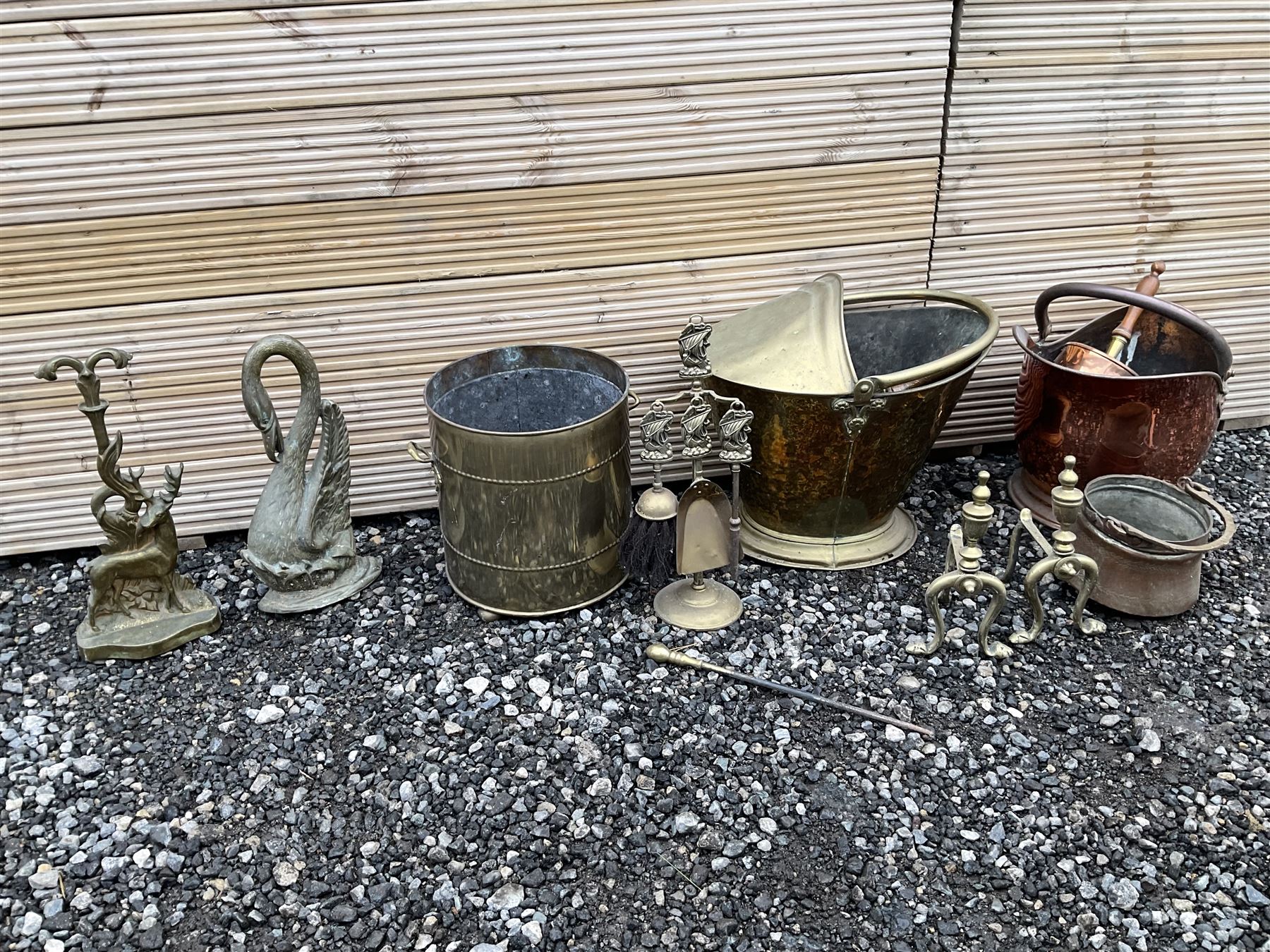 Collection of metal ware - copper coal scuttle, brass coal scuttle etc. - THIS LOT IS TO BE COLLECTED BY APPOINTMENT FROM DUGGLEBY STORAGE, GREAT HILL, EASTFIELD, SCARBOROUGH, YO11 3TX