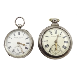 Victorian silver pair cased pocket watch by Maughan Beverley, case by Robert John Pike, London 1873 and a silver  pocket watch by Richard Grunert Beverley, case by The Lancashire Watch Co Ltd, Chester 1894