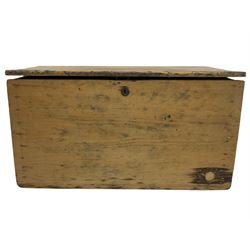 19th century pine blanket box, hinged lid