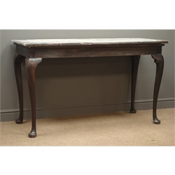  19th century walnut side table, marble top, cabriole legs, W42cm, H84cm, D61cm  