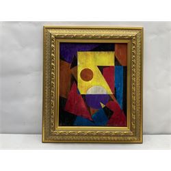 Attrib. Vilmos Huszár  (Hungarian 1884-1960): Geometric Composition, oil on board signed and dated '20, 41cm x 33cm
Notes:  Huszár born in Budapest, emigrated to The Netherlands in 1905, settling first in Voorburg, where he was one of the founder members of the art movement De Stijl. . He was influenced by Cubism and Futurism