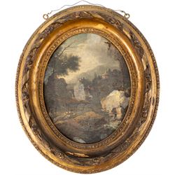Michele Pagano (Italian 1697-1732): Shepherds Herding Sheep with Distant View of Buildings...
