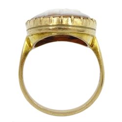 Victorian gold cameo ring depicting the goddess Minerva, stamped 9ct 