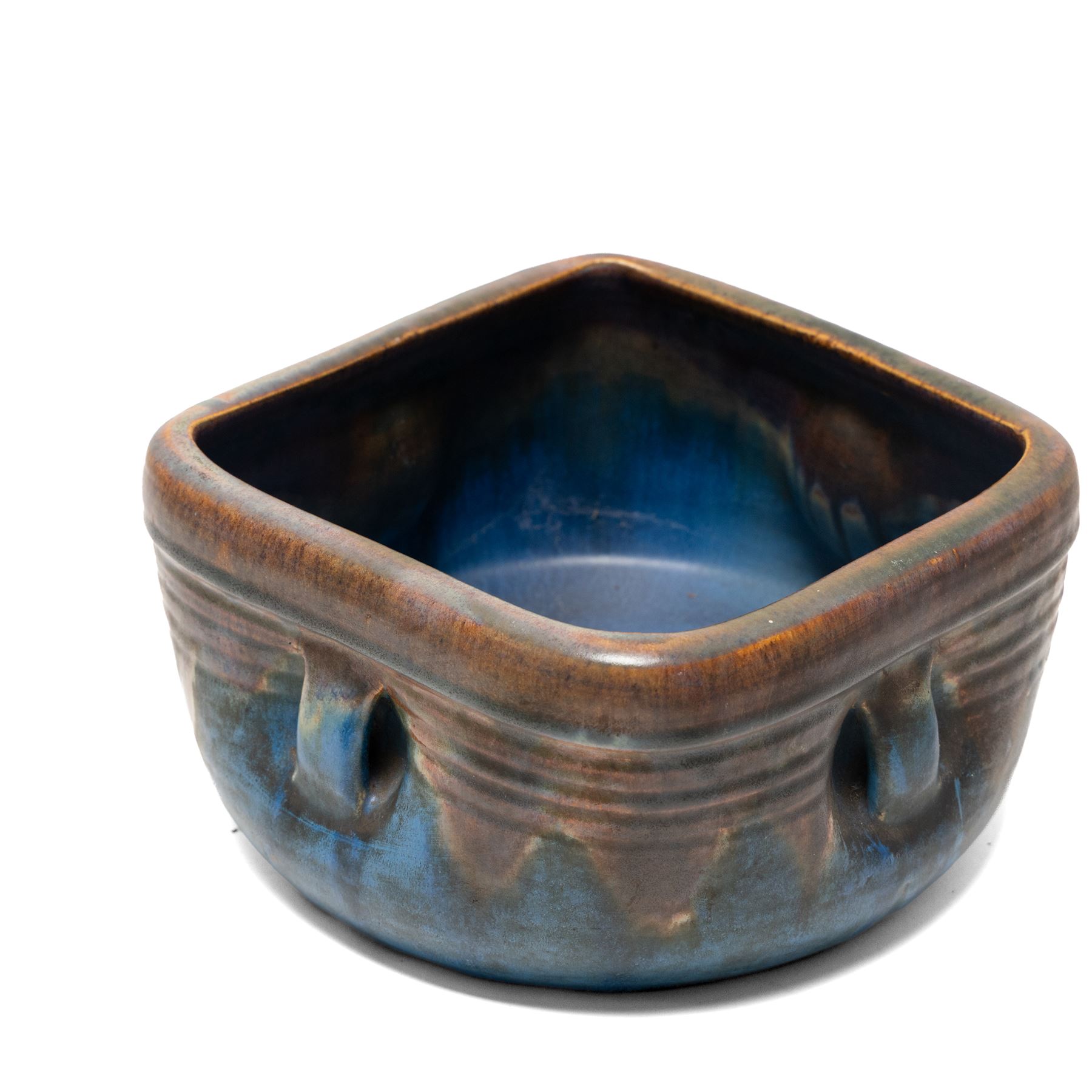 Bourne Denby Danesby ware Orient pattern comprising Hardwick bowl of square form, Stancliffe bowl and three other lug handled bowls 