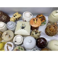Large collection of honey pots, of various shapes, to include examples from Crown Devon, Marutomo ware, W.H Gloss, Goebel etc 