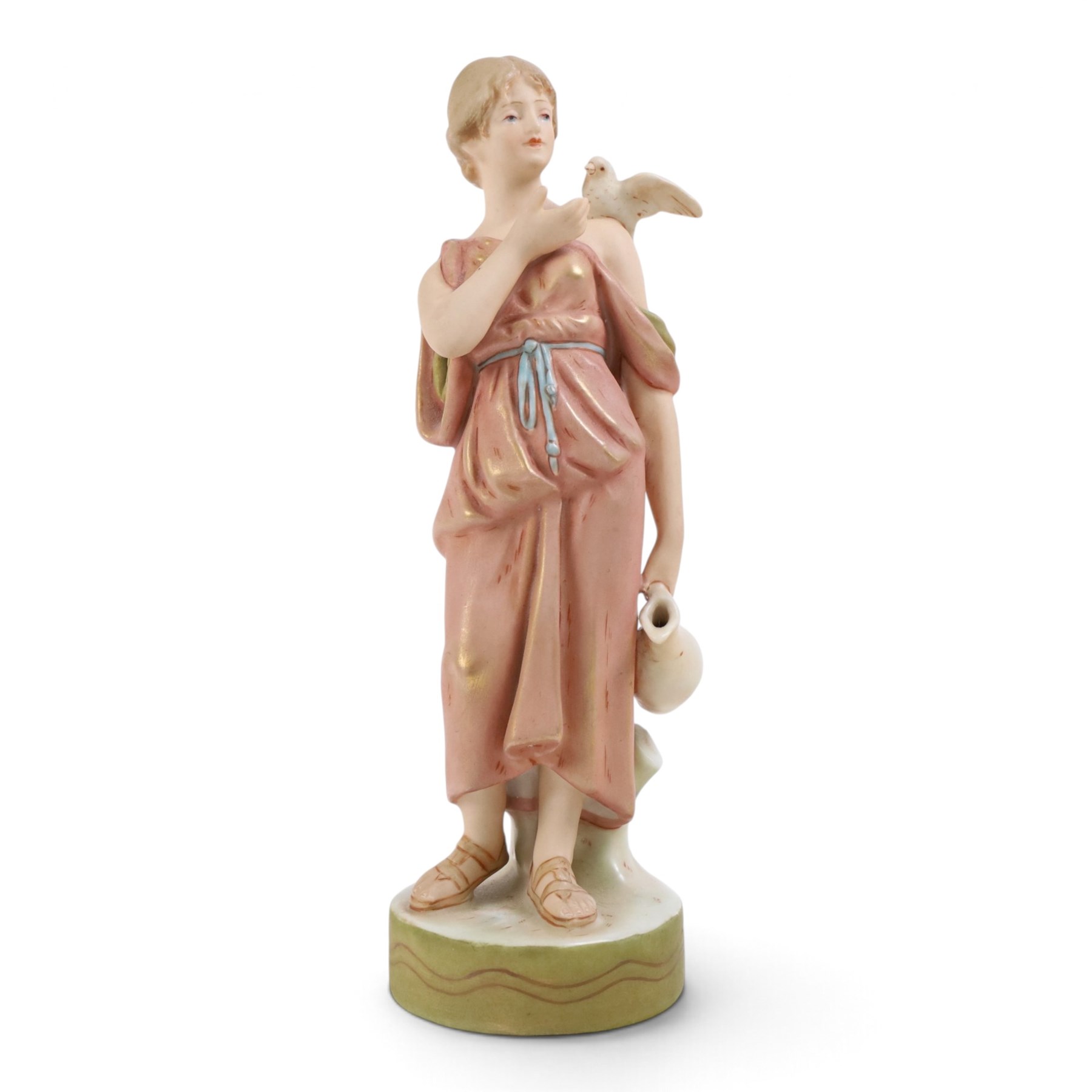 Three Royal Dux figures, Fruit Picker, no. 2082, Lady with Dove, no 2132 and Lady with Shawl no 2133, H23cm
