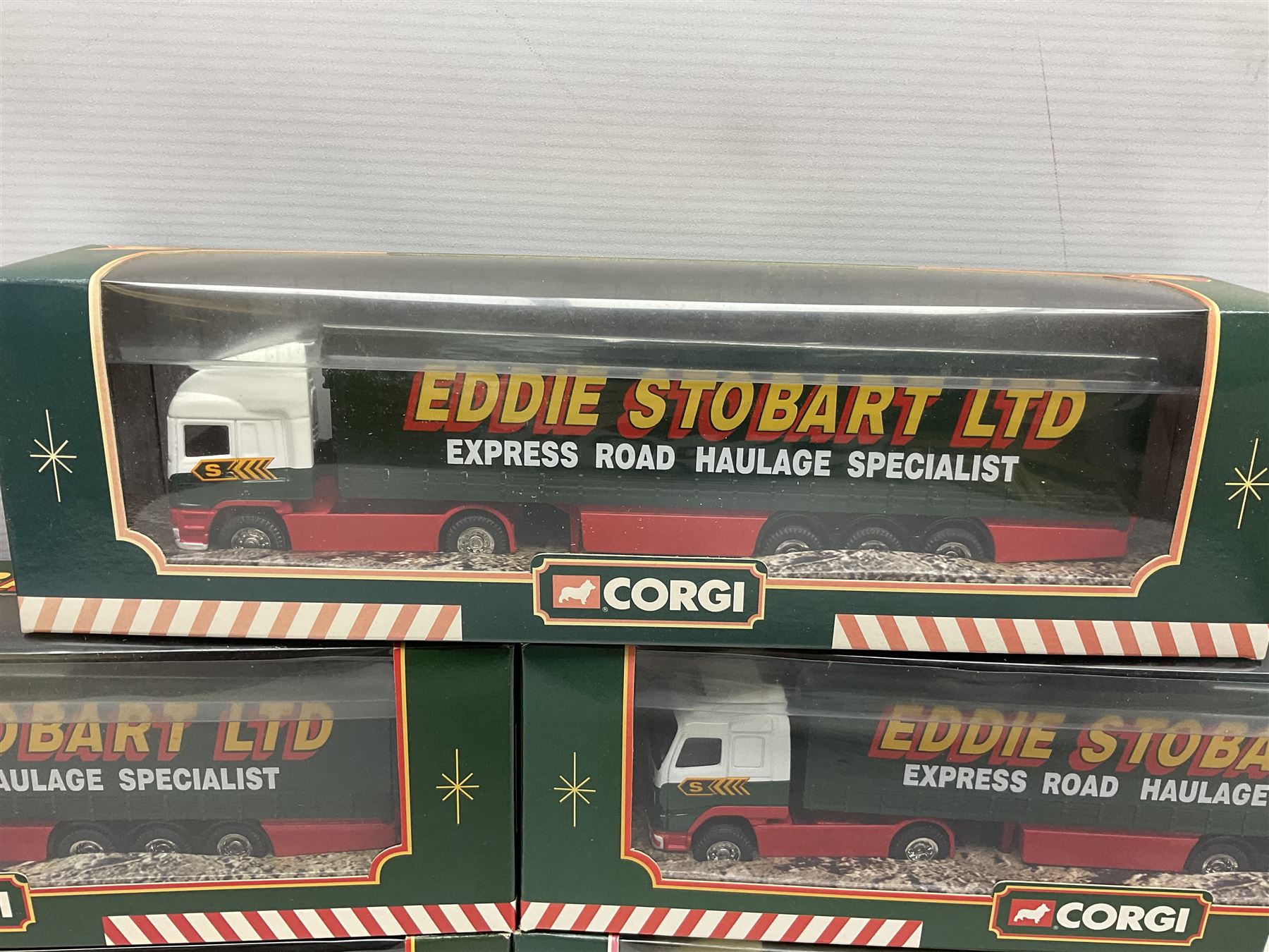 Corgi Eddie Stobart - eight various lorries; nos. 59502, 59503, 59504, 59538, TY87001, 60011 (3-piece set), 59508 & 59601; all boxed (8)