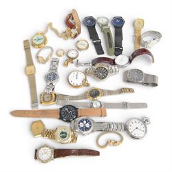 Collection of wrist and pocket watches, including Lorus, Rotary, Seiko, Sekonda, Skagen, C...