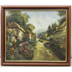 H Berner (20th century): Cottages in Spring, oil on canvas board signed, together with a similar landscape oil on canvas 50cm x 60cm (2)