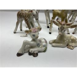 Basil Matthews figures, comprising horses, deer and fawns, all with painted mark beneath, largest H14cm
