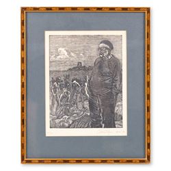 Alan Coates (British Contemporary): 'Nude 4', limited edition etching No.3/12 signed and titled 20cm x 14cm; Sarah J Venus (British Contemporary): Corsets, lino cut 21cm x 19cm; William 