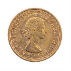 Queen Elizabeth II 1963 gold full sovereign coin