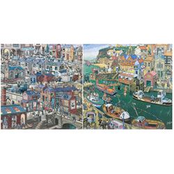 Joe Scarborough (British 1938-): 'Ella Harland's Whitby' and 'Meadows End', pair colour prints the latter signed in pen 43cm x 47cm (2)