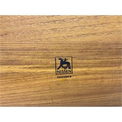 Danish collectables, to include teak tray by Nissen Denmark, ladybird pattern biscuit barrel by Laurids Lonborg and a Stelton stainless steel and wooden cruet set, together with a mid century floral tile trivet