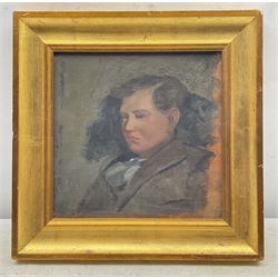 A MacGoogan (Irish early 20th century): Portrait of a Young Gentleman, oil on panel unsigned, attribution label verso 25cm x 25cm