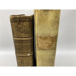 Ioanis Maldonati Sapharensis Societatis Jesu Theologi Commentarii In Quator Evangelistas .... Editio Postrema .... 1629 Paris Petri Billaine. Folio with later quarter leather binding; and Sacrorum Bibliorum Vulgatae Editionis Concordantiae Ad Recognitionem Iussu Sixti V. Pont. Max..... 1642 Antwerp. Folio quarter vellum with leather boards (2)
