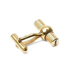 Yves Saint Laurent - pair of gold tone cufflinks, with reeded design, with original YSL box