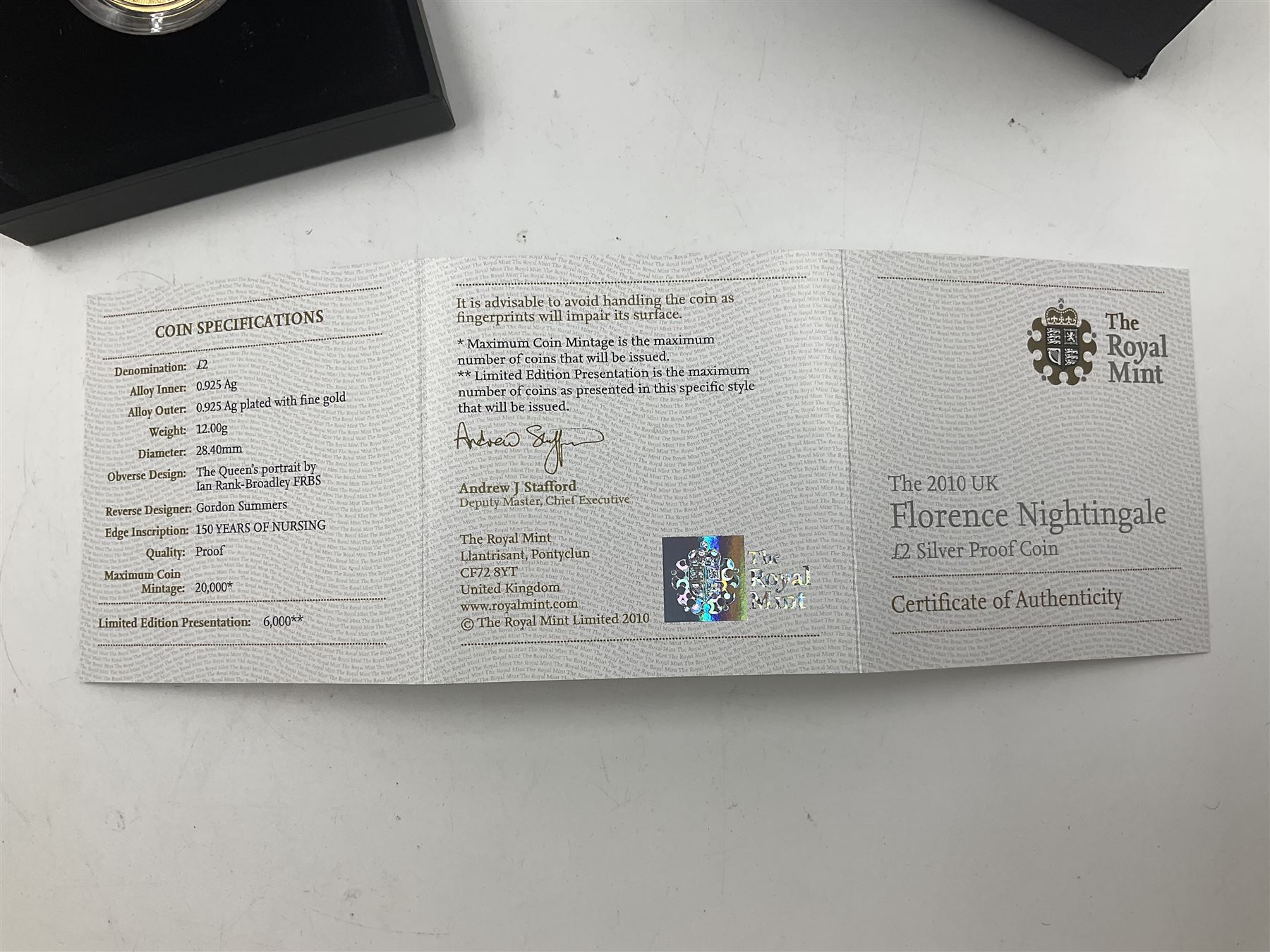Two The Royal Mint United Kingdom silver proof two pound coins, comprising 2009 'Charles Darwin' and 2010 'Florence Nightingale', both cased with certificates
