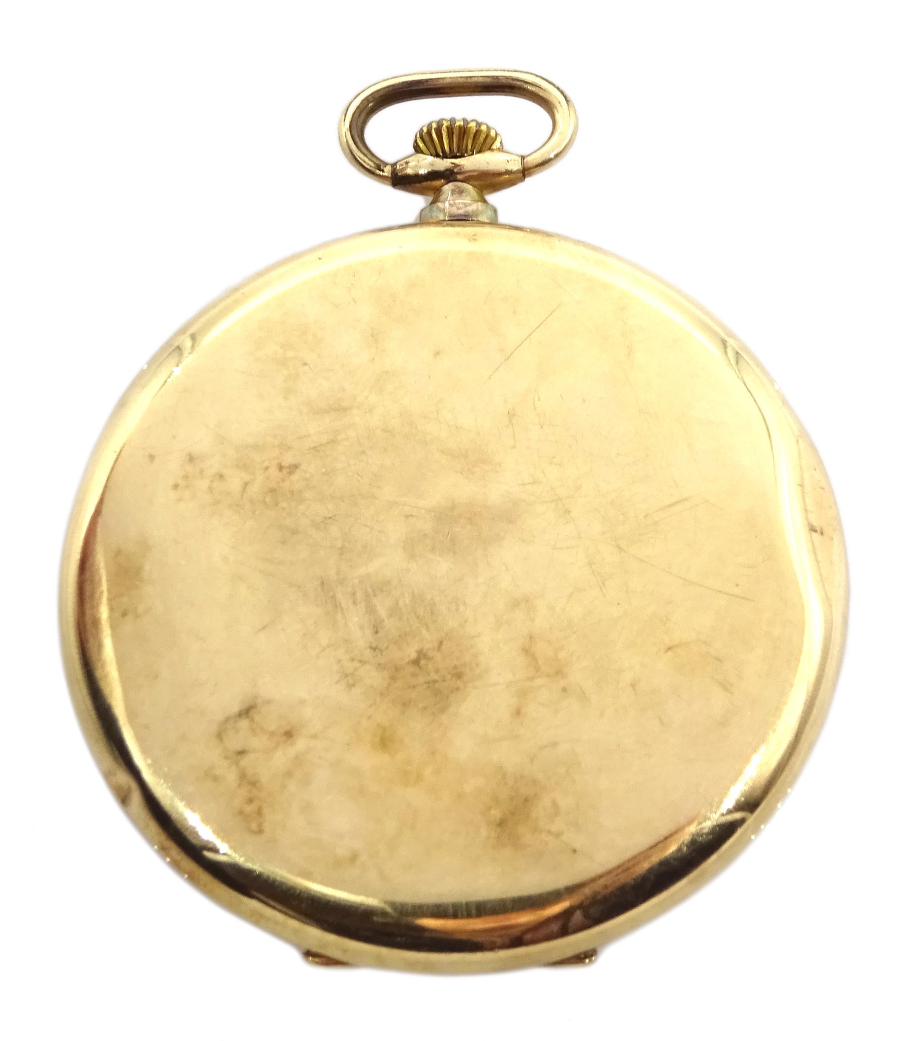 9ct gold open face keyless lever pocket watch, case by Aaron Lufkin