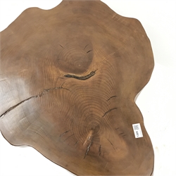 Mid century waney edge elm tripod table , W67cm, H45cm, D56cm