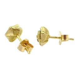 Pair of 18ct gold rose flower stud earrings by Atelier Torbjörn Tillander, hallmarked, boxed