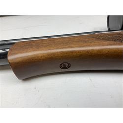 Air Arms Model S410F Classic .177 multi-shot compressed air rifle with bolt action, underside pressure gauge, chequered pistol grip, moderator and Hawke Sport HD 3-9x50 scope L112cm; in Anglo Arms camouflage sleeve with spares, tool kit, magazine and instruction manual