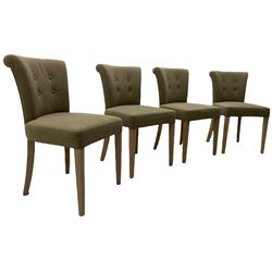 Neptune Furniture - Calverston set of four curved back dining chairs with Clara Natural buttoned upholstery, pale oak legs